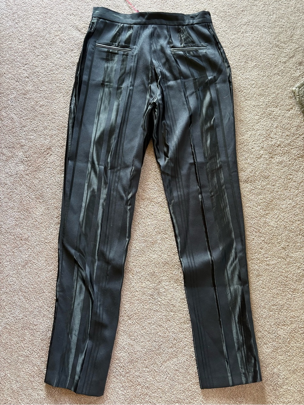 Tiziano Zorzan Boutique Women’s Black Stripe Satin-Trim Tapered Pants size 8 NWT - Picture 4 of 4